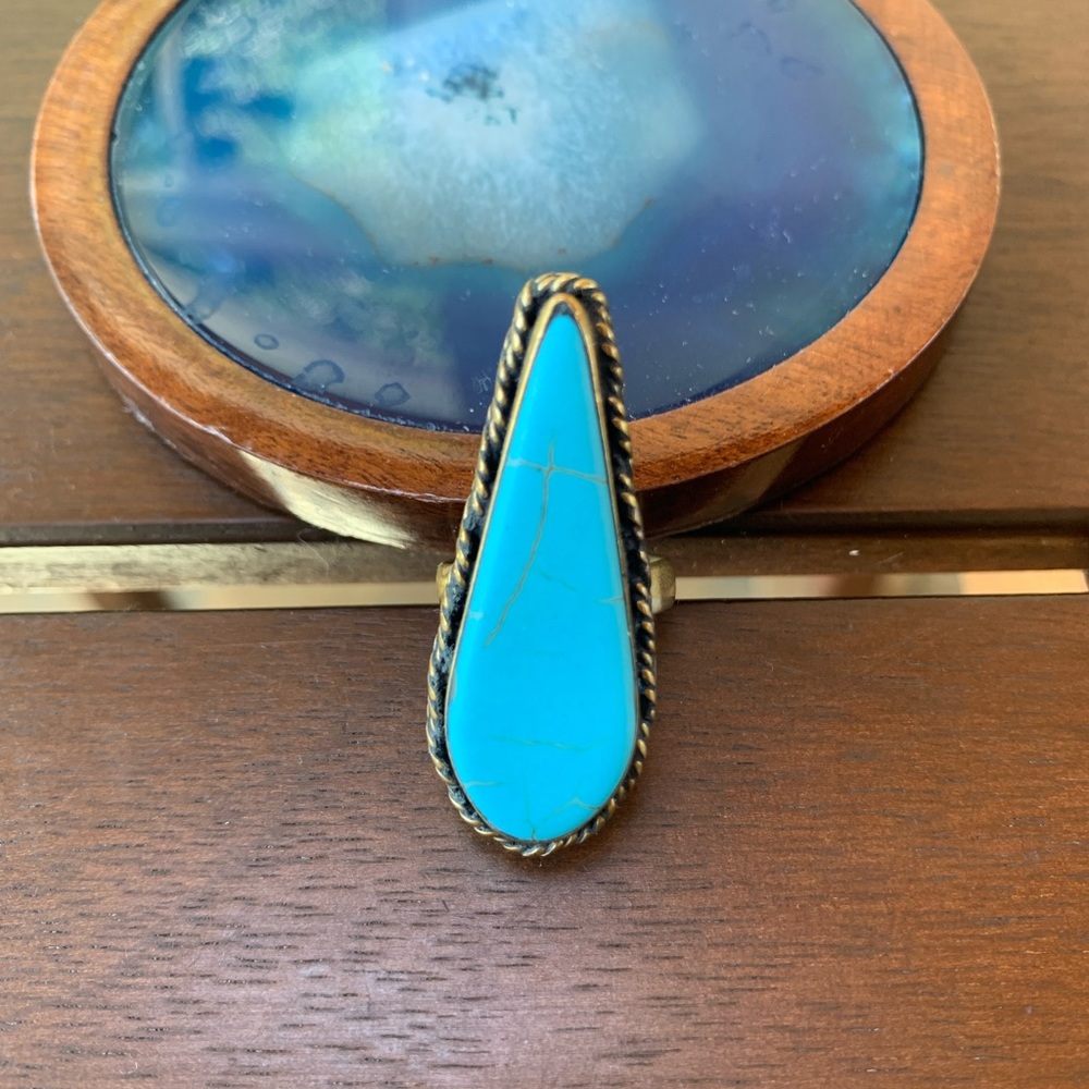Statement boho turquoise ring